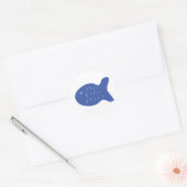 blauw vispictogram ronde sticker (Envelop)