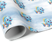 Blauw visverpakkingspapier cadeaupapier (Rol Hoek)