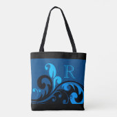 Blauw Vlaams design met monogram Tote Bag (Achterkant)