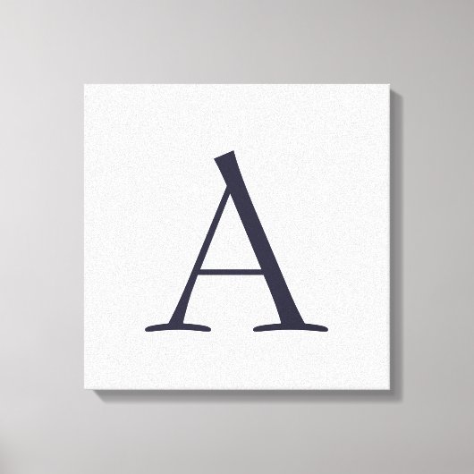 Blauw Vlak Elegant Modern Monogram Initiaal Canvas Afdruk (Voorkant)