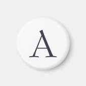 Blauw Vlak Elegant Modern Monogram Initiaal Magneet (Voorkant)