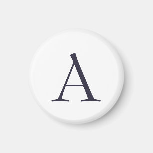 Blauw Vlak Elegant Modern Monogram Initiaal Magneet