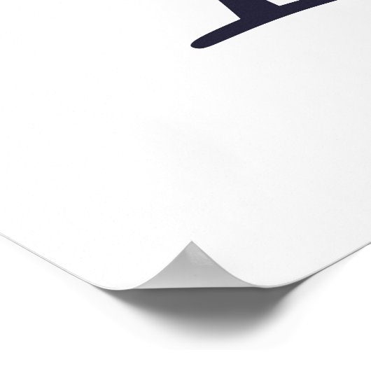 Blauw Vlak Elegant Modern Monogram Initiaal Poster (Hoek)