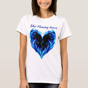 Blauw vlammend hart t-shirt
