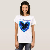 Blauw vlammend hart t-shirt (Voorkant volledig)