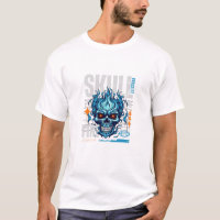 Blauw Vlammende Schedel Streetwear Design | Cyberp