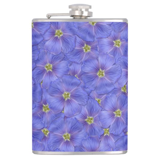 Blauw vlas naadloos patroon heupfles (Voorkant)