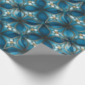 Blauw Vlekglas Abstract Kruis Cadeaupapier (Hoek)