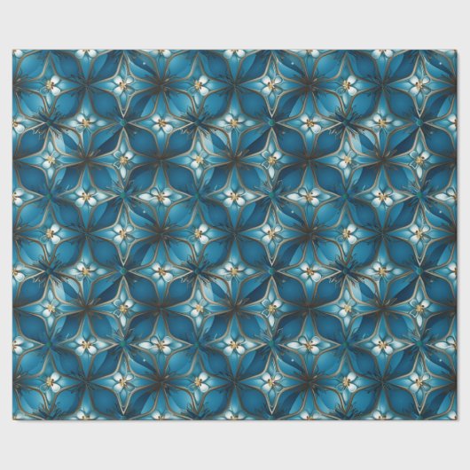 Blauw Vlekglas Abstract Kruis Cadeaupapier (Zoom)