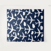 Blauw vliegend vliegtuig wandkleed (Voorkant (horizontaal))