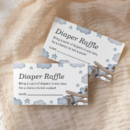 Blauw vliegtuig — Baby shower met lade Informatiekaartje