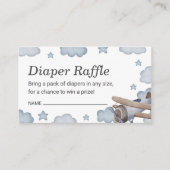 Blauw  vliegtuig — Baby shower met lade Informatiekaartje (Voorkant)