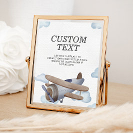 blauw vliegtuig - Birthday Party Custom Sign Poster