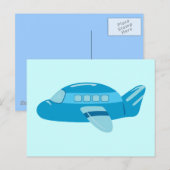 Blauw vliegtuig briefkaart (Voorkant / Achterkant)