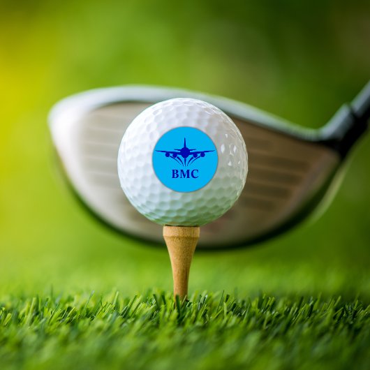 Blauw vliegtuig Custom Monogram Pilot Gift Golfballen
