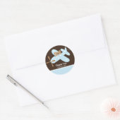 Blauw vliegtuig Dank u Baby shower Sticker (Envelop)
