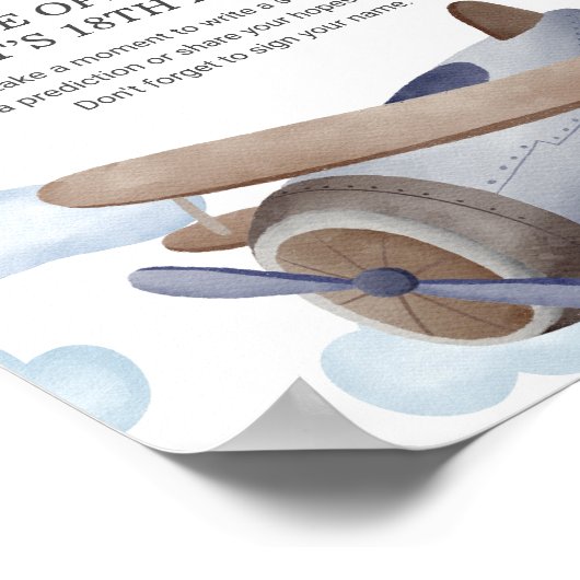  blauw vliegtuig, eerste jaardagonderbreking poster (Hoek)