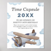  blauw vliegtuig, eerste jaardagonderbreking poster (Voorkant)