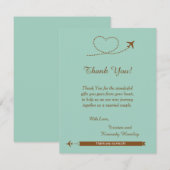 Blauw Vliegtuig Hart 4x5 Huwelijksbedankkaart Bedankkaart (Voorkant / Achterkant)