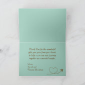 Blauw Vliegtuig Hart Trouwkaart Vouwkaart Bedankt (Binnen)