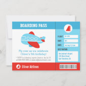 Blauw vliegtuig instapkaart Birthday Party Kaart (Voorkant)