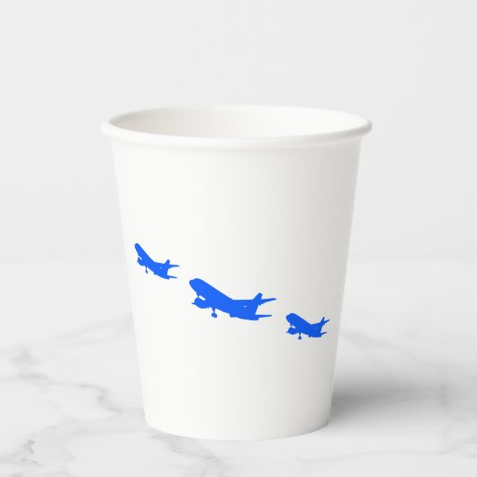 Blauw vliegtuig papieren bekers (Voorkant)