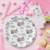 blauw vliegtuig piloot Birthday Party Papieren Bordje (Feest)