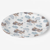 blauw vliegtuig piloot Birthday Party Papieren Bordje (Gekanteld)