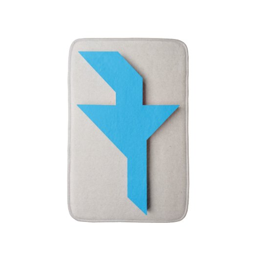 Blauw vliegtuig Tangram Badmat (Voorkant Verticaal)