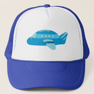 Blauw vliegtuig trucker pet