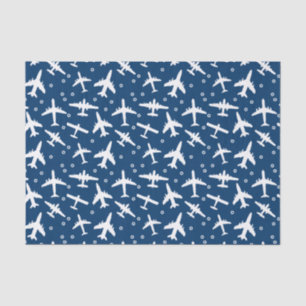 Blauw vliegtuigpatroon met luchtvaartthema tissuepapier