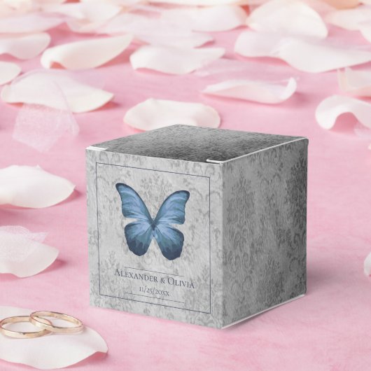 Blauw vlinder Damask bruiloft Bedankdoosjes (Huwelijk)
