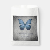 Blauw  vlinder Damask bruiloft Bedankzakje (Voorkant)