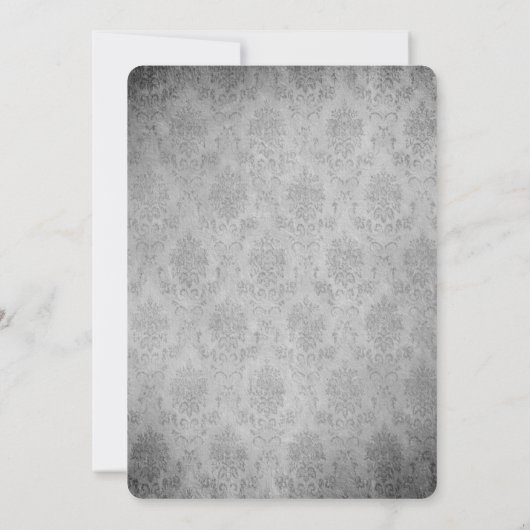 Blauw  vlinder Damask bruiloft Kaart (Achterkant)