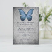 Blauw vlinder Damask Vrijgezellenfeest Kaart (Staand voorkant)