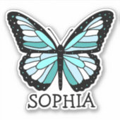  blauw vlinder Etiket op persoonlijke titel Sticker (Voorkant)