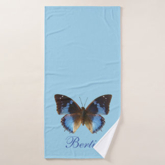 Blauw, vlinder, gepersonaliseerd huisdier badhanddoek