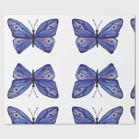 Blauw vlinder inpakpapier, 30 in x 6 ft cadeaupapier (Vlak)