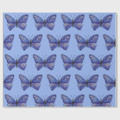 Blauw Vlinder Matte Verpakkingsdocument, 30 in x 6 Cadeaupapier (Vlak)