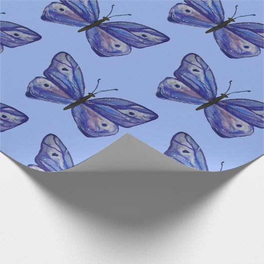 Blauw Vlinder Matte Verpakkingsdocument, 30 in x 6 Cadeaupapier (Hoek)