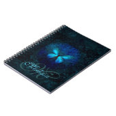 Blauw vlinder monogrammed Notitieboek (Linkerzijde)