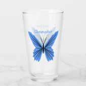 Blauw Vlinder Ontwerp Glas (Achterkant)
