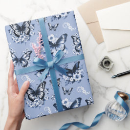 Blauw Vlinder Patroon Cadeau Cadeaupapier