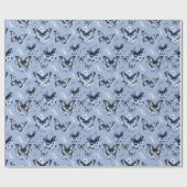 Blauw Vlinder Patroon Cadeau Cadeaupapier (Vlak)