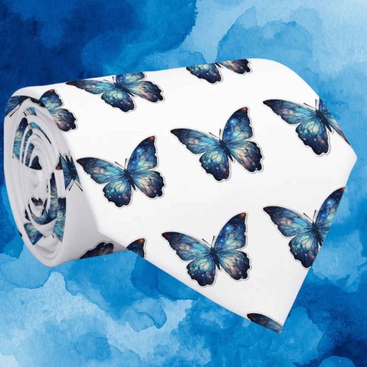 Blauw Vlinder Patroon Stropdas