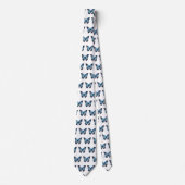 Blauw Vlinder Patroon Stropdas (Voorkant)