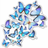 Blauw Vlinder Sieraardewerk Stickerset Sticker (Voorkant)