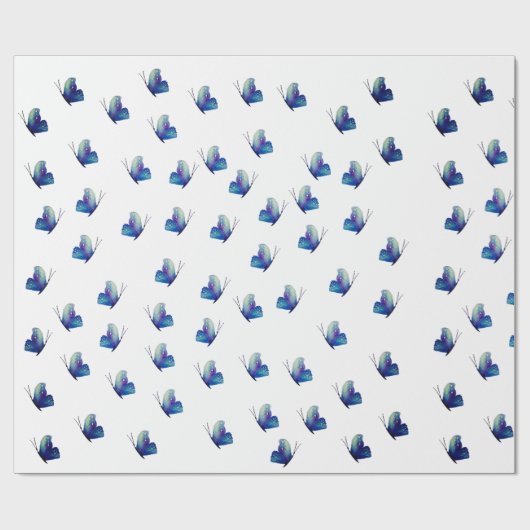 Blauw vlinderbloemkool cadeaupapier (Vlak)