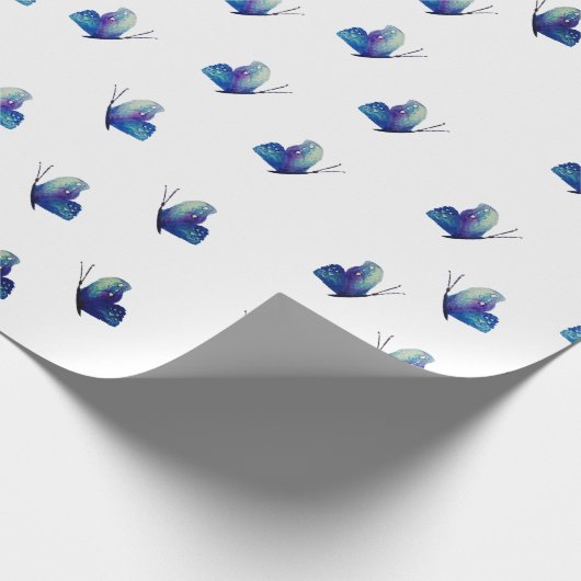 Blauw vlinderbloemkool cadeaupapier (Hoek)