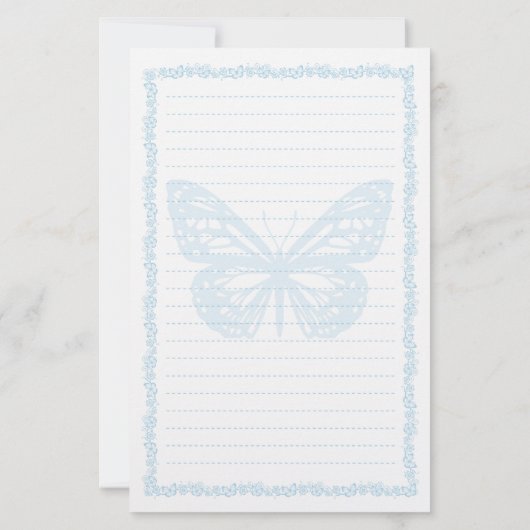 Blauw vlinderbriefpapier (Achterkant)